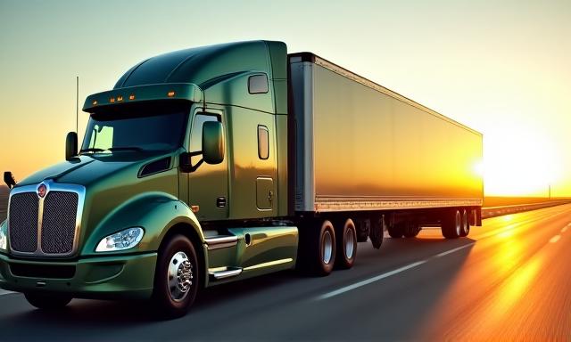 Modern freight truck on the highway