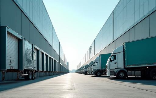 Close up of logistics truck loading dock